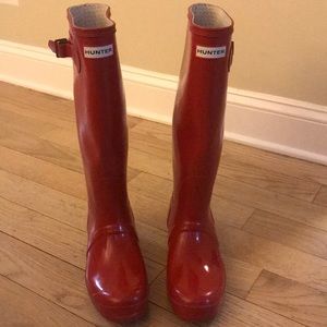 Tall Hunter Rain Boots - Red